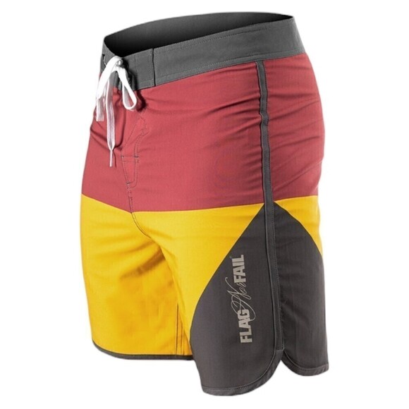NWT Flag nor Fail Mens Board Shorts Colorblock Salmon/Gray/Golden Yellow Size 33 - Picture 1 of 13